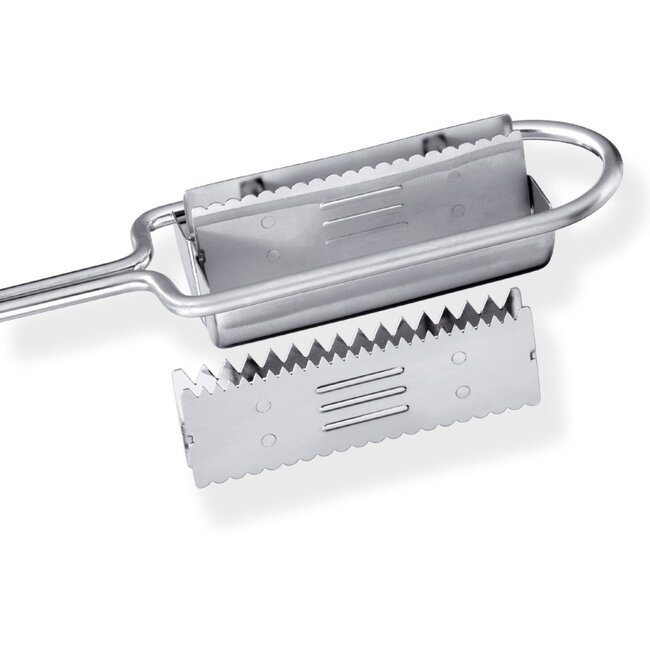 Triangle Visontschubber met Omkeerbaar Mesje – RVS 12 cm – Zwart Kunststof Heft