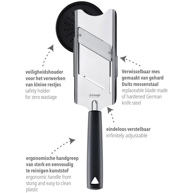 Triangle RVS Truffelschaaf – 15 cm – Veiligheidsbescherming – Zwart Heft