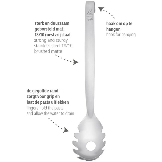 Triangle Spaghetti Lepel met 'Vingers' – RVS 18/10 – 31,5 cm – Vaatwasserbestendig