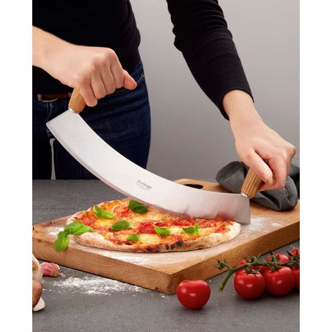 Triangle Halvemaan Wiegemes – Essenhouten Heft – RVS Lemmet – 36 cm – Handgeslepen