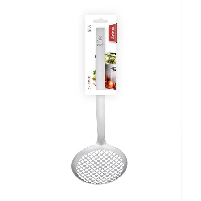 Triangle Schuimspaan met Grote Mazen – RVS – 32 cm – Praktisch Ophangsysteem