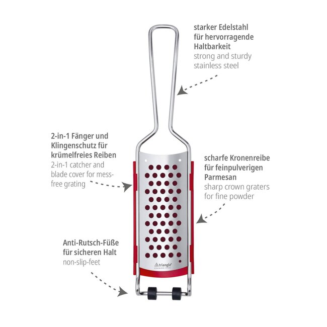 Triangle Parmezaan Rasp met Opvangbakje – Authentieke Italiaanse Sfeer