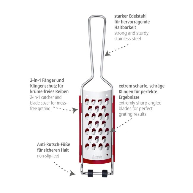 Triangle Grove Rasp met Handvat – 32 cm – Zwart – Met Opvangbakje