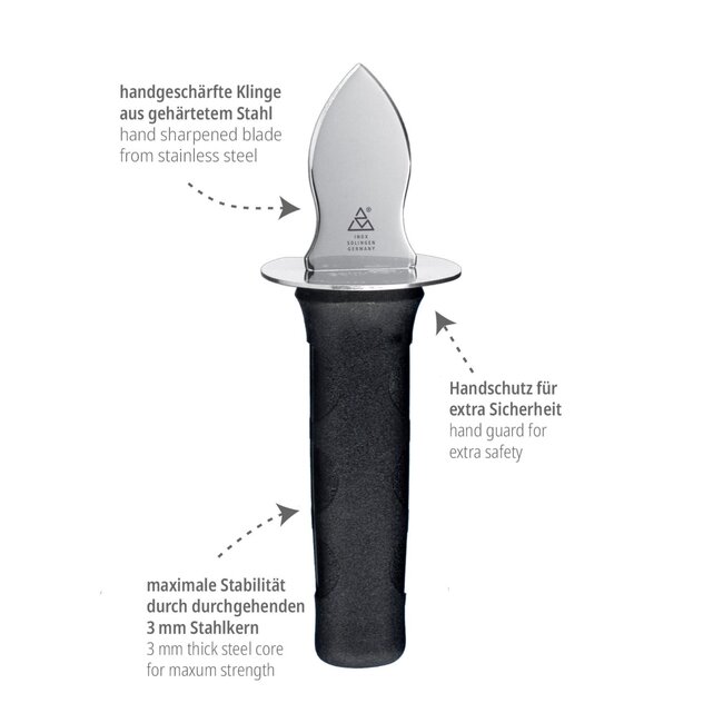 Triangle Professioneel Oestermes – RVS met Zwart Kunststof Heft – 17 cm – Veiligheidskrop