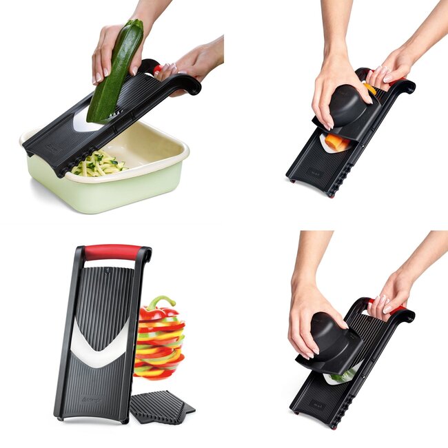 Triangle Essentiële Mandoline met Parabolisch Mes – 4 Snijstanden – Vaatwasserbestendig