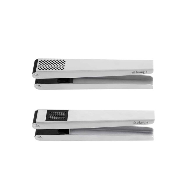 Triangle 2-in-1 Knoflookpers en -snijder – 19 cm – RVS