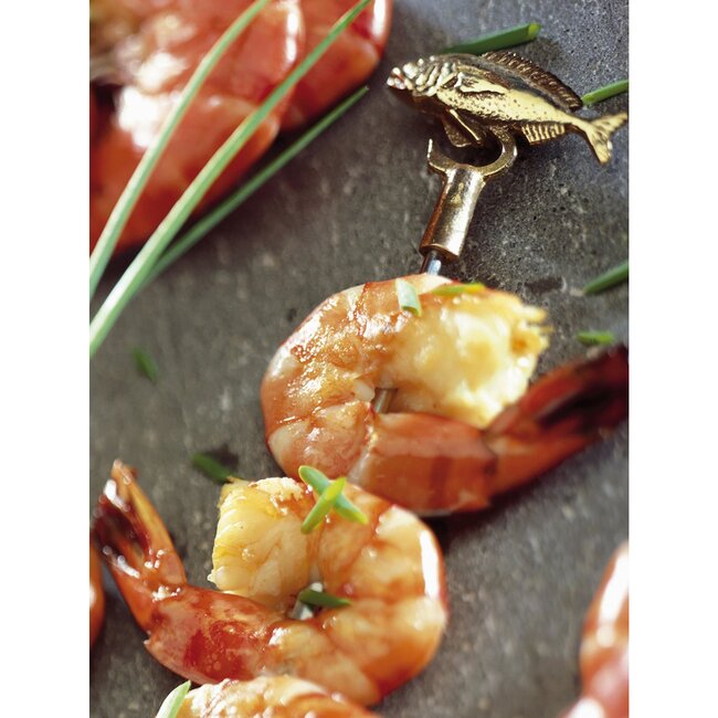 Triangle Professionele Grillspiezen Set – RVS & Messing – 42 cm – Dierenmotieven – 4 Stuks