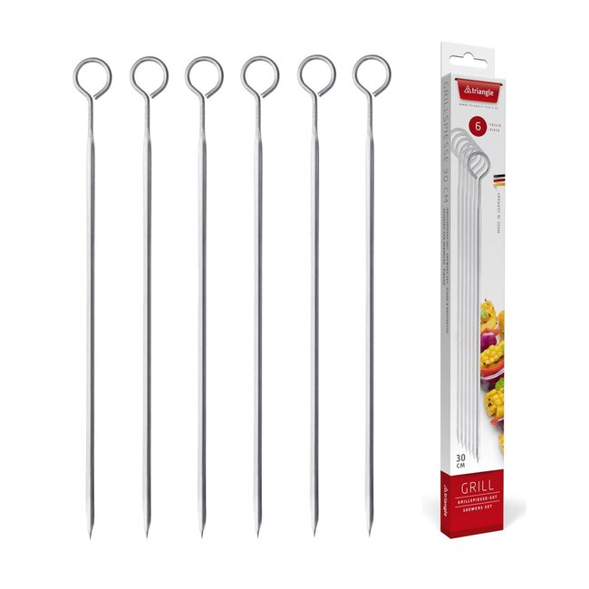 Triangle RVS Barbecuespiesen – Ruitvormige Dwarsdoorsnede – 33,5 cm – Set van 6
