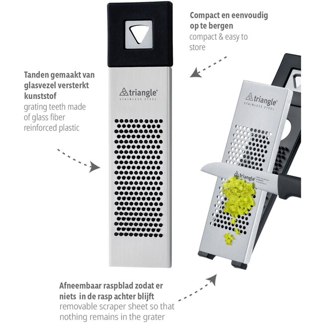 Triangle Essentiële Gember- & Citroenrasp – 19cm – RVS – Vaatwasserbestendig