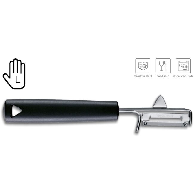 Triangle dunschiller linkshandig zwart 19 cm met RVS lemmet en PP grip