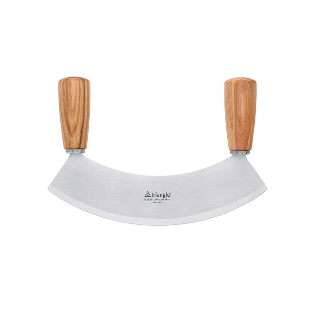 Triangle Soul Wiegemes – Halvemaan Design – Essenhouten Heft – RVS 23 cm