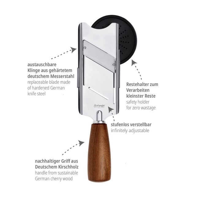 Triangle Luxe Truffelschaaf – Ergonomisch Walnotenhout Heft – 24,5 cm – RVS