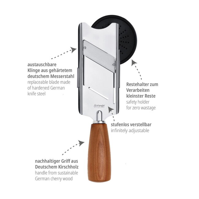 Triangle Duurzame Truffelschaaf – 24,5 cm – RVS met Pruimenhouten Heft