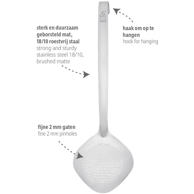Triangle Schuimspaan met Fijne Maas – RVS – 36 cm – Vaatwasserbestendig