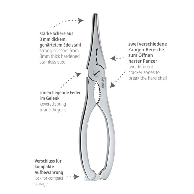 Triangle Kreeftentang van Edelstaal 18,5 cm – Perfect voor Zeevruchten
