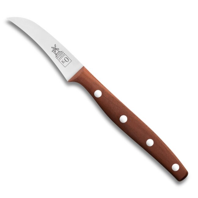 Robert Herder K0 Aardappelschilmes Tourneermes – Carbonstaal – Gebogen – Lemmet 7 cm – Heft Pruimenhout