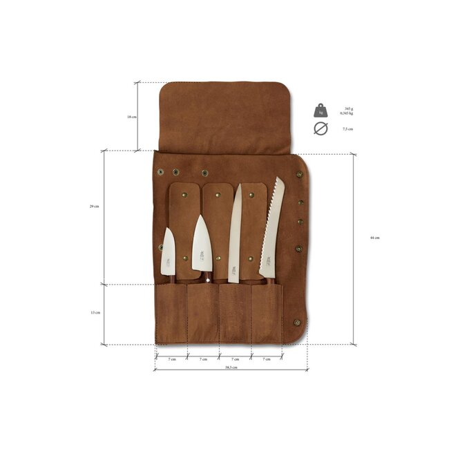 Robert Herder Messenfoudraal – Messenetui – Runderleer – tbv 4 Messen – Drukknopen – Bruin