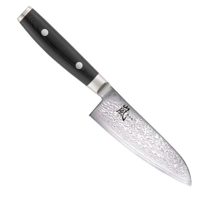 Yaxell Ran Santoku Koksmes 12,5 cm – 69 Lagen Damaststaal – VG10 Staal – 61 HRC – Canvas-Micarta Heft