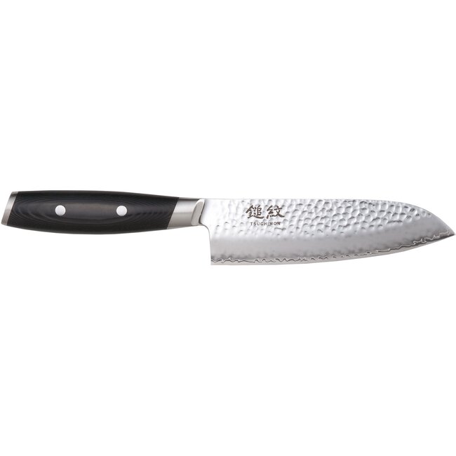 Yaxell Tsuchimon Santoku Koksmes 16,5 cm – VG10 Staal – Gehamerd Lemmet – Micarta Heft