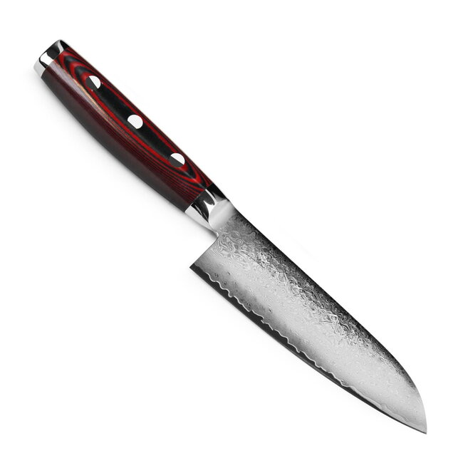Yaxell Super Gou Santoku Koksmes – 12,5 cm – 161 Lagen Damaststaal – SG2 Staal – 63 HRC – Canvas-Micarta Heft