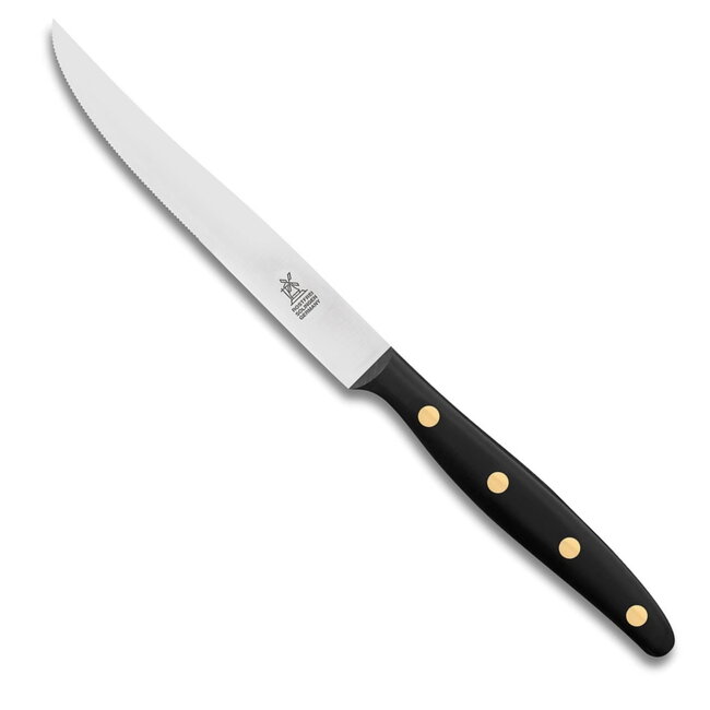 Robert Herder Steakmes – Buckels – RVS – Fijne Kartel – XL Lemmet 12,5 cm – Heft POM Zwart