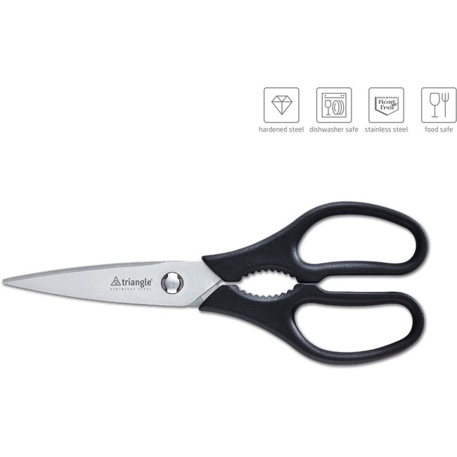 Triangle Professionele Keukenschaar 24 cm – RVS met Microvertanding – Uitneembaar voor Eenvoudige Reiniging