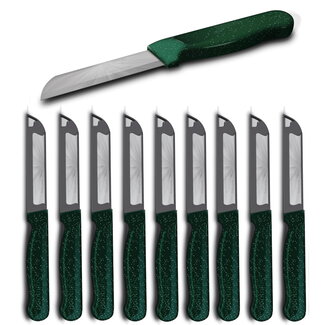 Solingen Schilmesje Robuust Handvat - RVS Glad - 18.5 cm met "Blade Cover" - Groen Glitter - 10 stuks