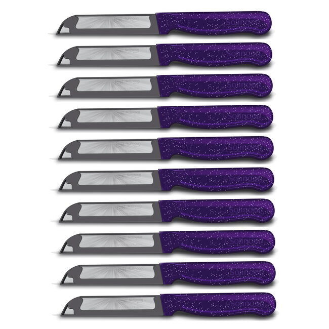 Solingen Schilmesje Robuust Handvat – RVS Glad – 18,5 cm met Blade Cover – Paars Glitter – 10 stuks