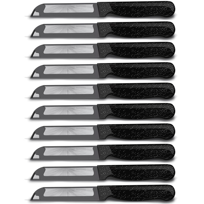 Solingen Schilmesje Robuust Handvat – RVS Glad – 18,5 cm met Blade Cover – Zwart Glitter – 10 stuks