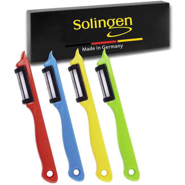 Solingen Dunschiller Enkel Mes – voor Fruit- en Groenteschiller – Kunststof – Mix – 4 Delig