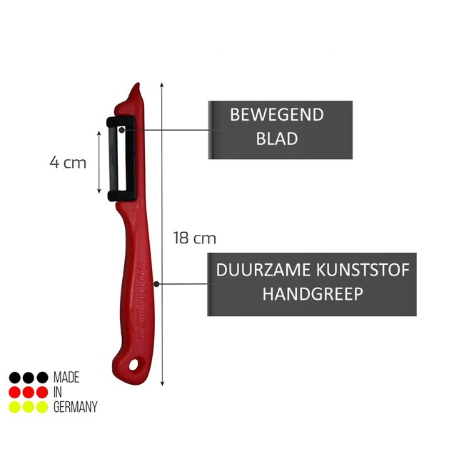 Solingen Dunschiller Enkel Mes – voor Fruit- en Groenteschiller – Kunststof – Mix – 4 Delig