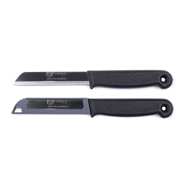 Solingen Schilmesje – RVS Glad – 18,5 cm met Blade Cover – Mix – 7 stuks