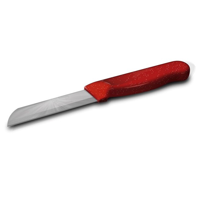 Solingen Kartelmes – Tomatenmes met Kartel – Robuust Handvat – RVS – 18,5 cm met Blade Cover – Rood Glitter