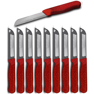 Solingen Kartelmes – Tomatenmes met Kartel – Robuust Handvat – RVS – 18,5 cm met Blade Cover – Rood Glitter – 10 stuks