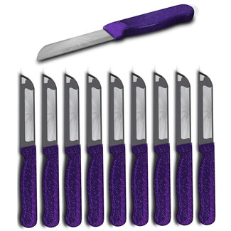 Solingen Kartelmes – Tomatenmes met Kartel – Robuust Handvat – RVS – 18,5 cm met Blade Cover – Paars Glitter – 10 stuks Solingen Kartelmes – Tomatenmes met Kartel – Robuust Handvat – RVS – 18,5 cm met Blade Cover – Paars Glitter – 10 stuks