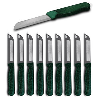 Solingen Kartelmes – Tomatenmes met Kartel – Robuust Handvat – RVS – 18,5 cm met Blade Cover – Groen Glitter – 10 stuks