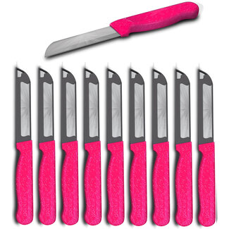Solingen Kartelmes – Tomatenmes met Kartel – Robuust Handvat – RVS – 18,5 cm met Blade Cover – Roze Glitter – 10 stuks