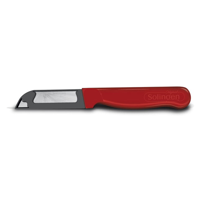 Solingen Schilmesje Robuust Handvat – RVS Glad – 16 cm met Blade Cover – Rood