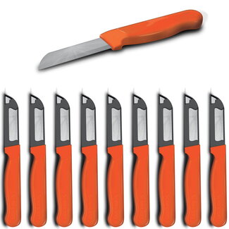 Solingen Schilmesje Robuust Handvat - RVS Glad - 16 cm met "Blade Cover" - Donker Oranje - 10 stuks