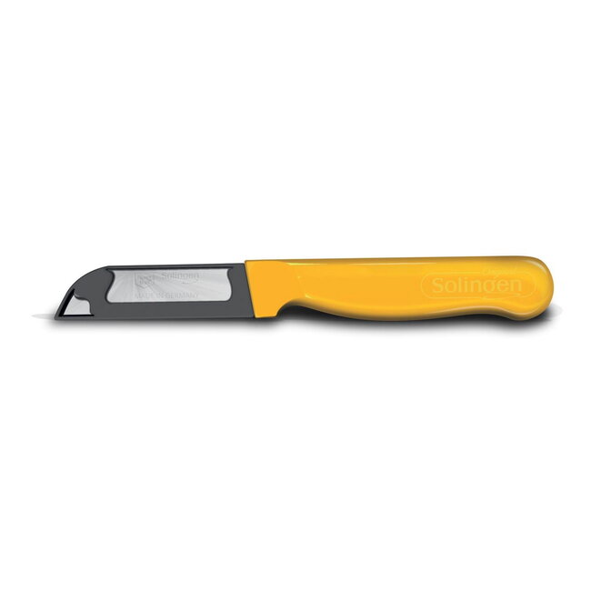 Solingen Schilmesje Robuust Handvat – RVS Glad – 16 cm met Blade Cover – Geel – 10 stuks