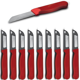 Solingen Schilmesje Robuust Handvat - RVS Glad - 16 cm met "Blade Cover" - Rood - 10 stuks