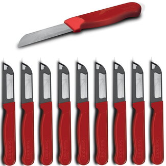 Solingen Schilmesje Robuust Handvat – RVS Glad – 16 cm met Blade Cover – Rood – 10 stuks Solingen Schilmesje Robuust Handvat – RVS Glad – 16 cm met Blade Cover – Rood – 10 stuks