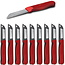 Solingen Schilmesje Robuust Handvat – RVS Glad – 16 cm met Blade Cover – Rood – 10 stuks