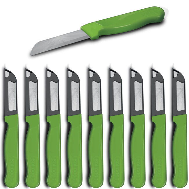 Solingen Schilmesje Robuust Handvat – RVS Glad – 16 cm met Blade Cover – Groen – 10 stuks