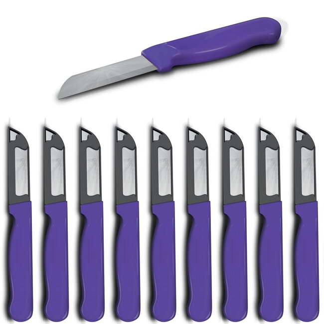 Solingen Schilmesje Robuust Handvat – RVS Glad – 16 cm met Blade Cover – Paars – 10 stuks