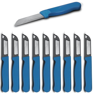 Solingen Schilmesje Robuust Handvat - RVS Glad - 16 cm met "Blade Cover" - Blauw - 10 stuks