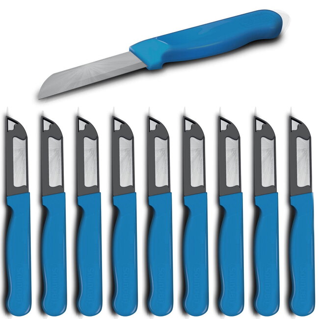 Solingen Schilmesje Robuust Handvat – RVS Glad – 16 cm met Blade Cover – Lichtblauw – 10 stuks