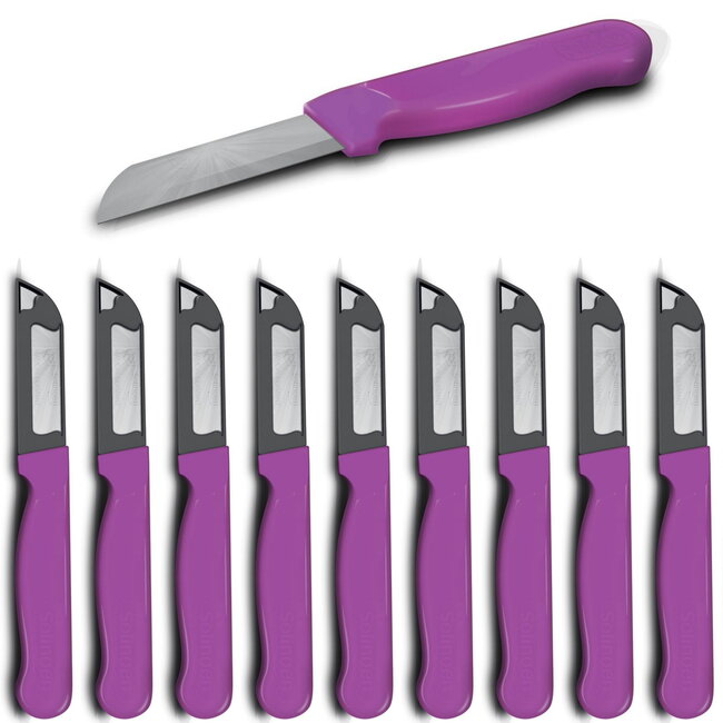 Solingen Schilmesje Robuust Handvat – RVS Glad – 16 cm met Blade Cover – Roze – 10 stuks