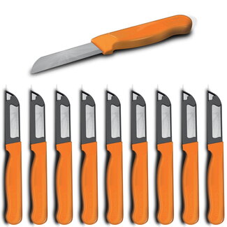 Solingen Schilmesje Robuust Handvat – RVS Glad – 16 cm met Blade Cover – Oranje – 10 stuks