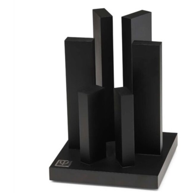 Yaxell Ran Messenset – 7-delig – Tower Magneetblok Beukenhout Zwart Gelakt met 6 Messen – 69 Lagen Damaststaal – Canvas-Micarta Heft